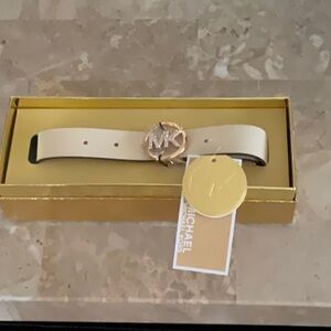 MICHAEL KORS Cream Pave Logo Belt S/M